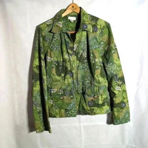 Green Paisley Cotton Jean Jacket sz XL by Christopher and Banks